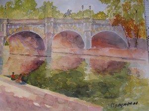 Le Pont Neuf, aquarelle sur papier 44x50 (Paris vers 1990)